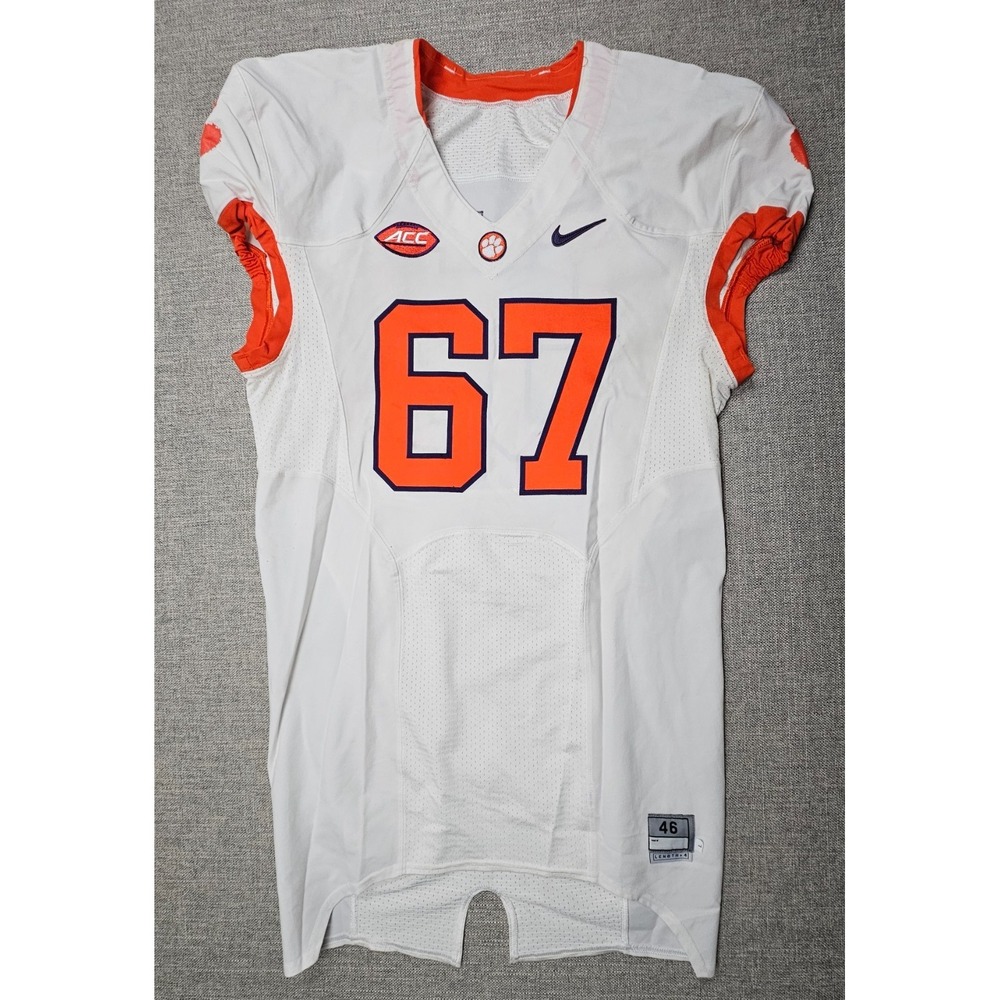 Clemson Tigers Football Jersey Mens 46 L White Game Worn Team Issued Nike #67